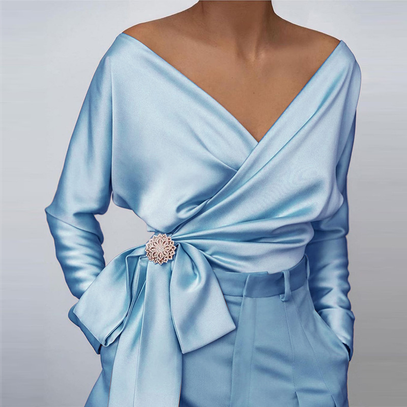 Women's Blouse - Off-Shoulder Long Sleeves