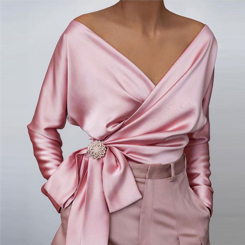 Women's Blouse - Off-Shoulder Long Sleeves