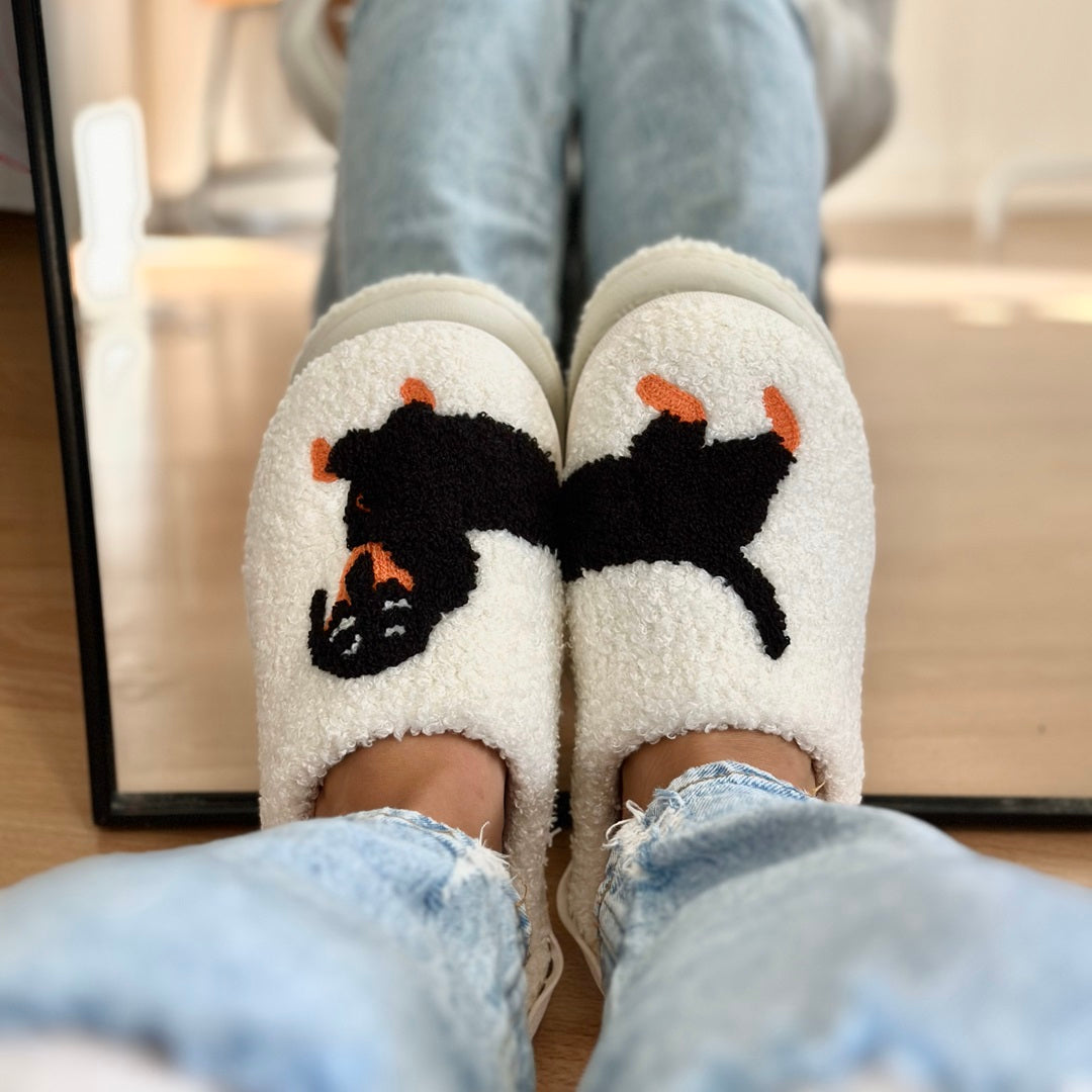Léna Soft Indoor Cotton Printed Dachshund Mules