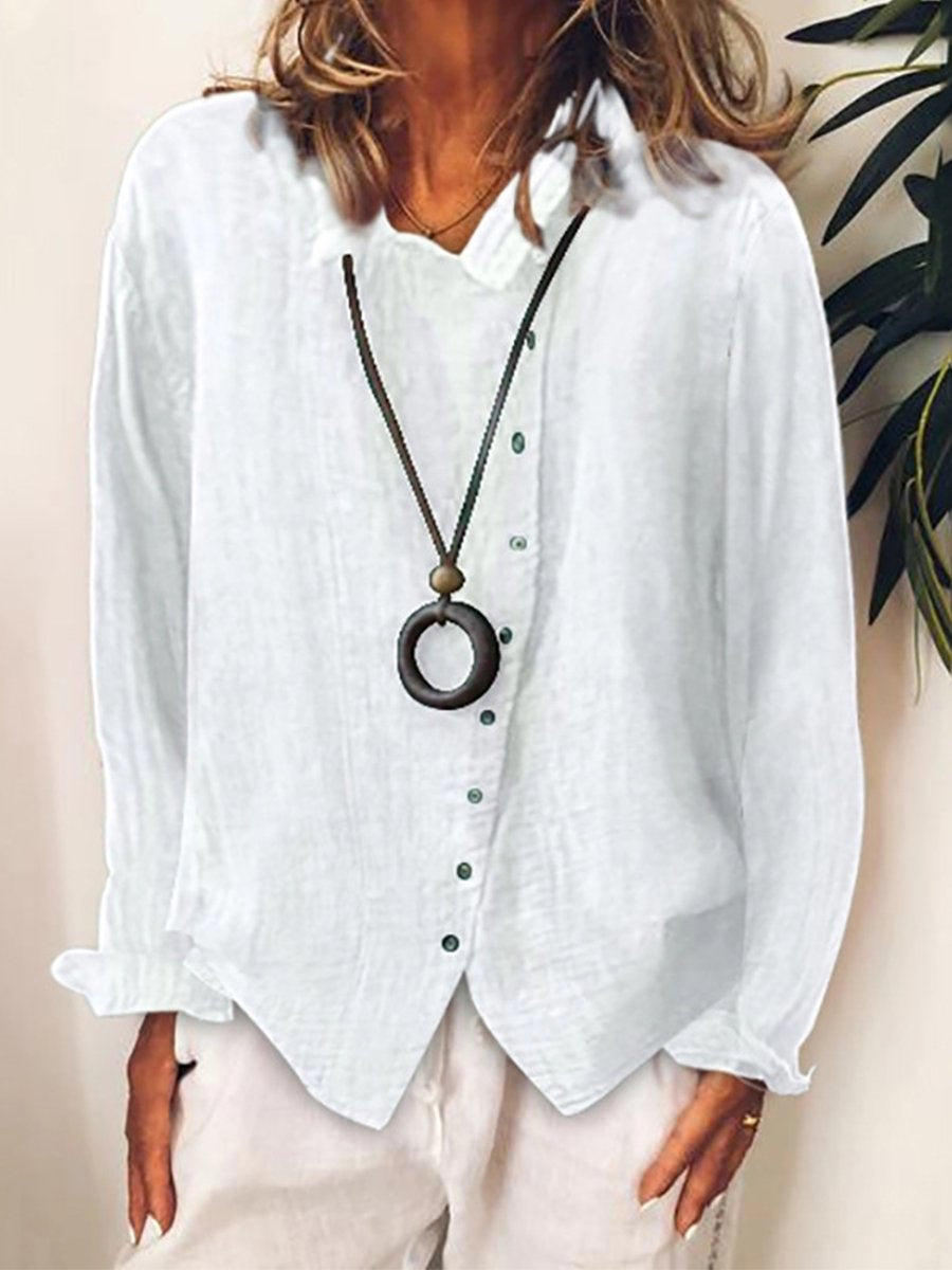 Emma Elegant Long Blouse in Breathable Cotton and Linen