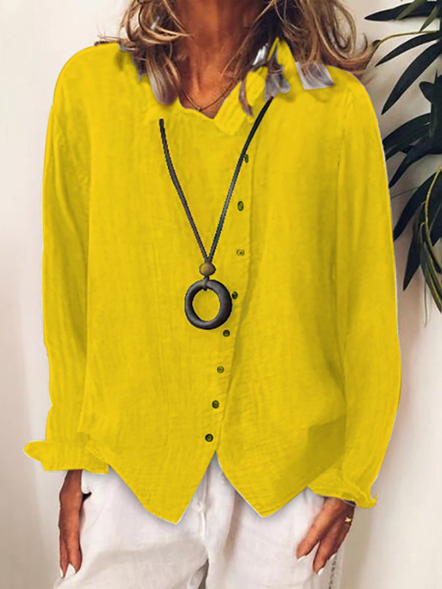 Emma Elegant Long Blouse in Breathable Cotton and Linen