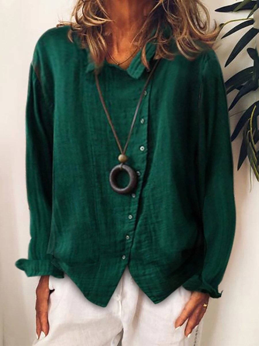 Emma Elegant Long Blouse in Breathable Cotton and Linen