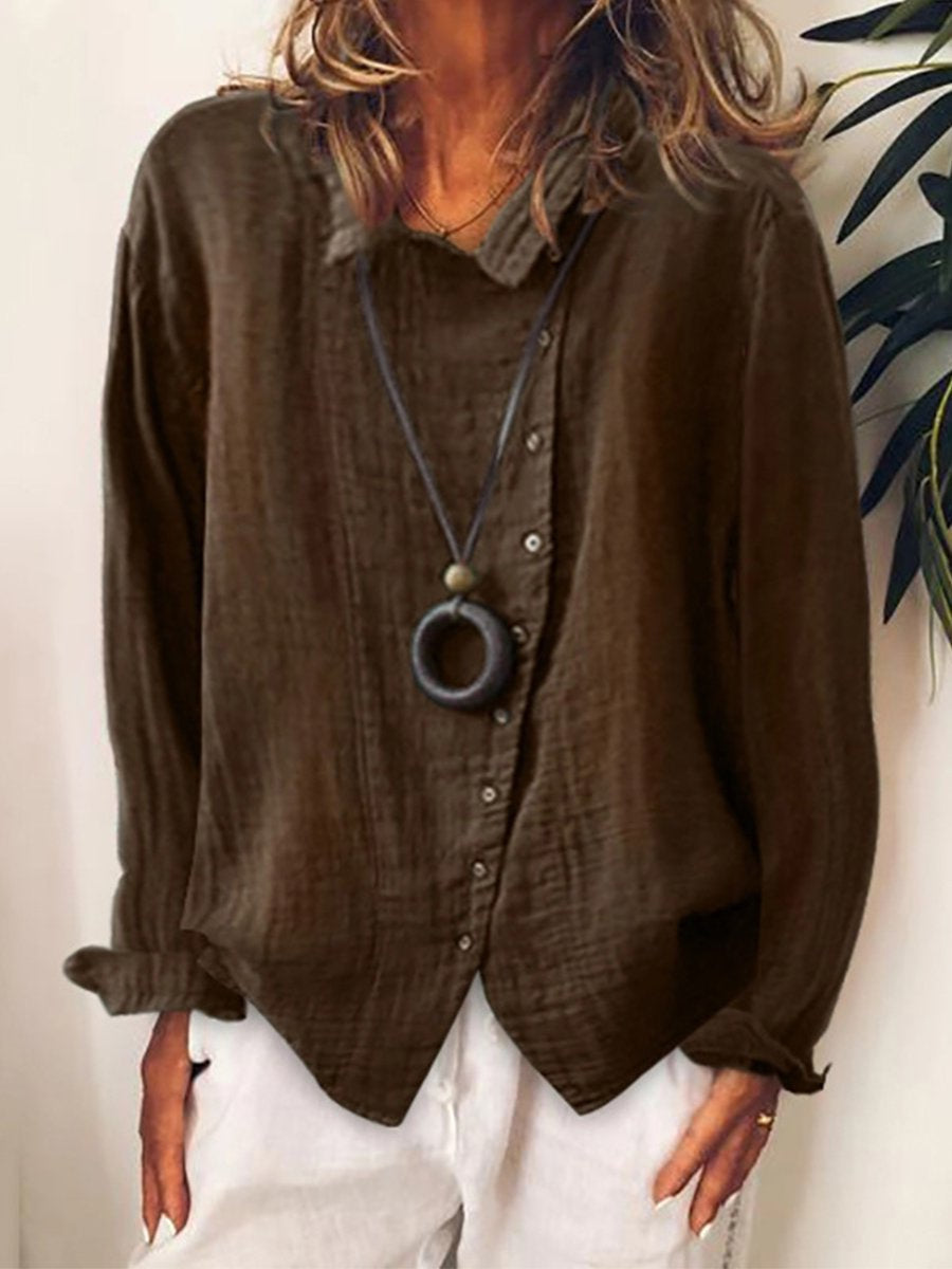 Emma Elegant Long Blouse in Breathable Cotton and Linen