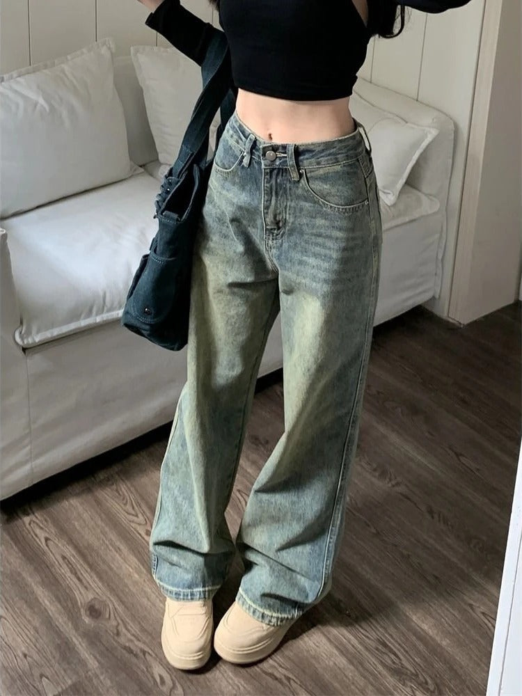 Jean Taille Haute Femme - Style Vintage Denim Confortable