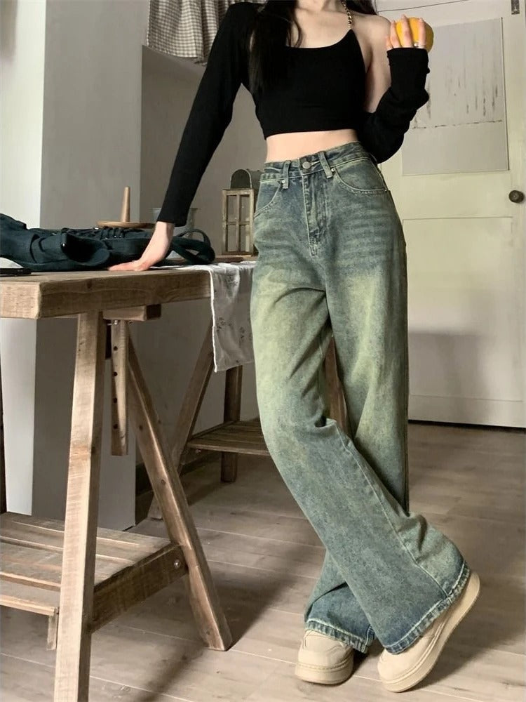 Jean Taille Haute Femme - Style Vintage Denim Confortable