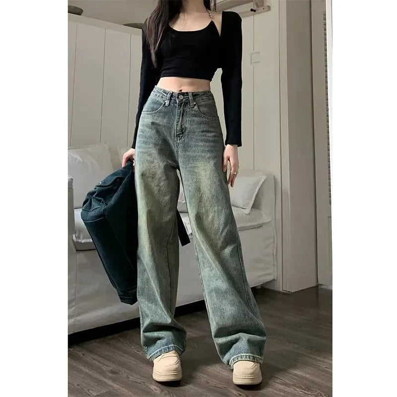 Jean Taille Haute Femme - Style Vintage Denim Confortable