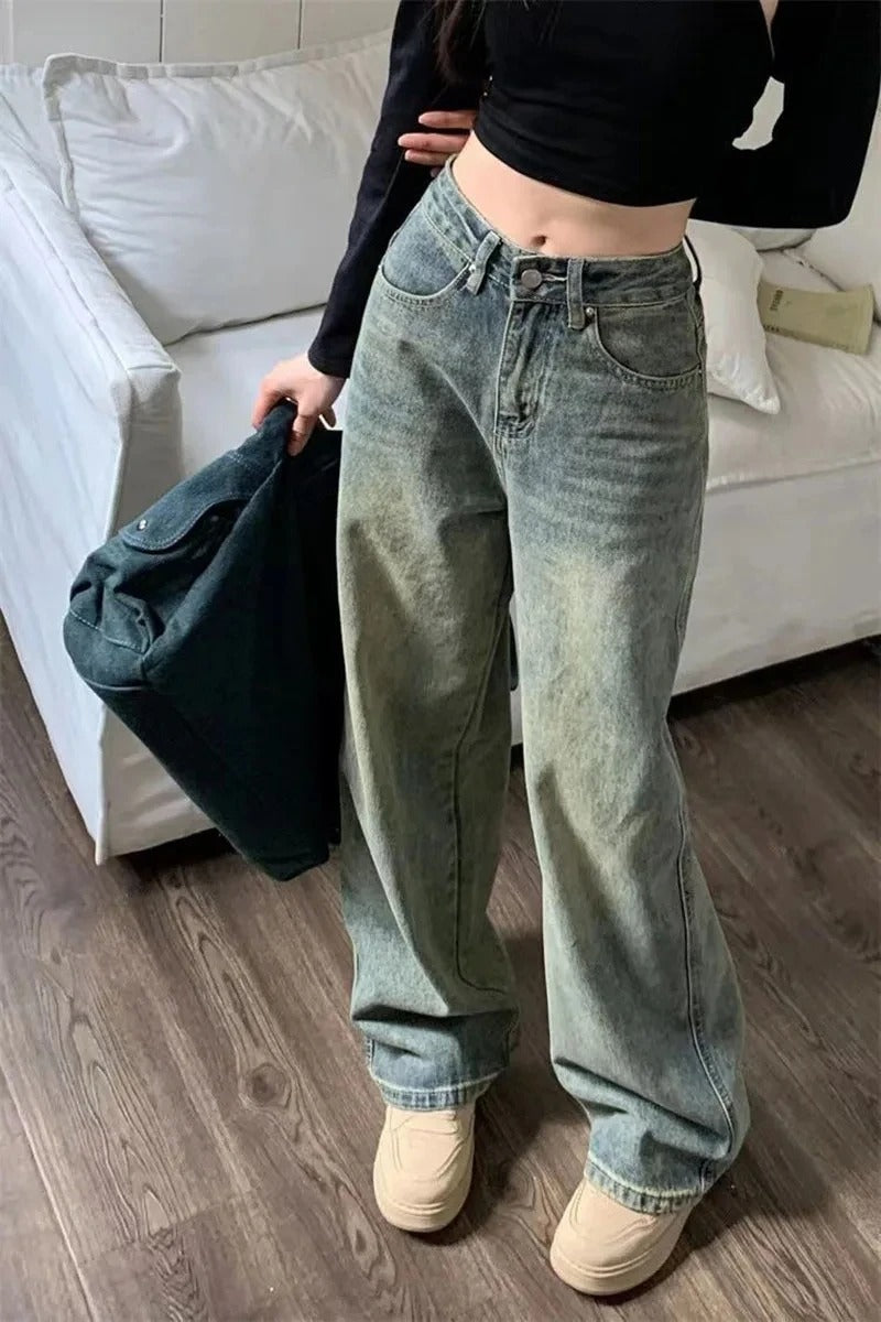 Jean Taille Haute Femme - Style Vintage Denim Confortable