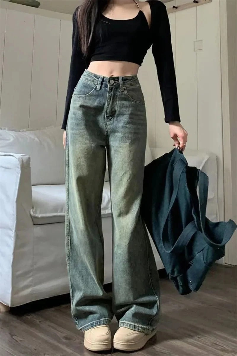 Jean Taille Haute Femme - Style Vintage Denim Confortable