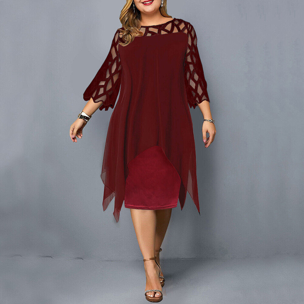 Women's Dress - Semi-Transparent 3/4 Sleeves