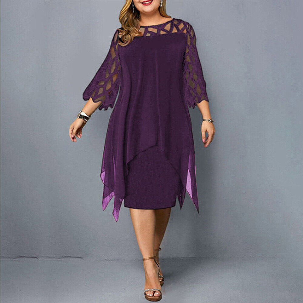 Women's Dress - Semi-Transparent 3/4 Sleeves