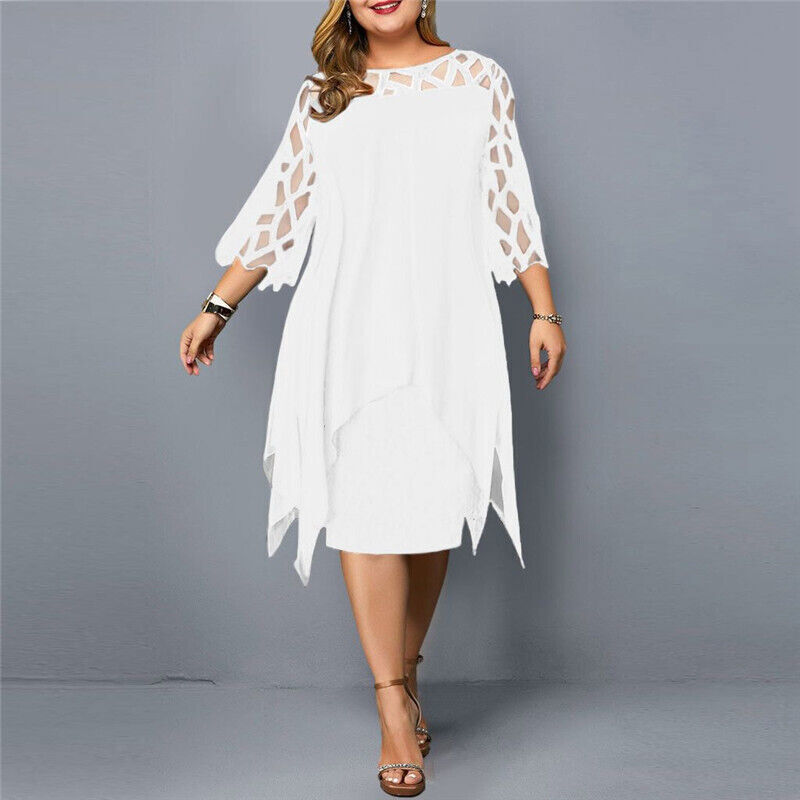Women's Dress - Semi-Transparent 3/4 Sleeves