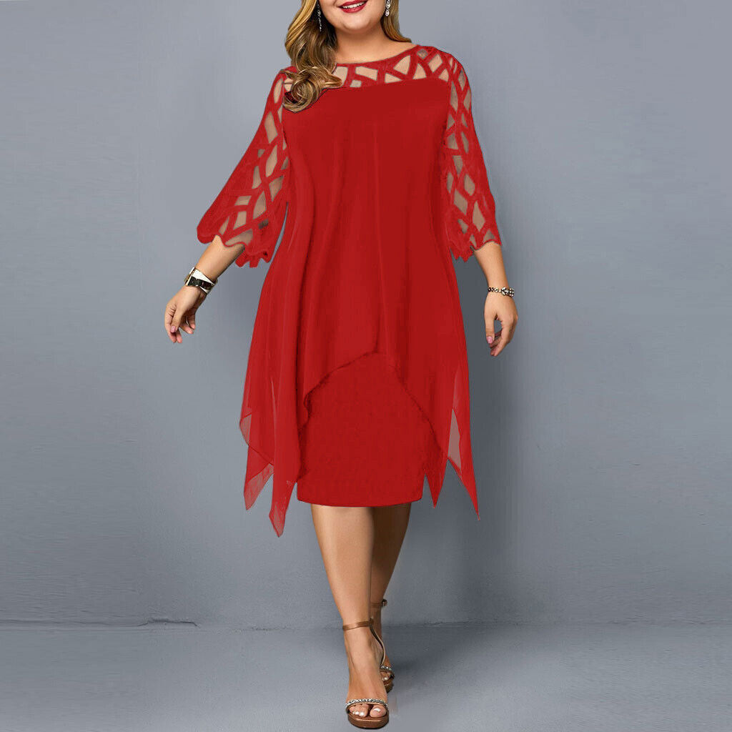 Women's Dress - Semi-Transparent 3/4 Sleeves