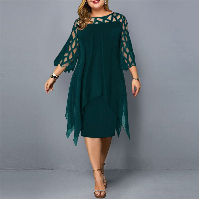 Women's Dress - Semi-Transparent 3/4 Sleeves