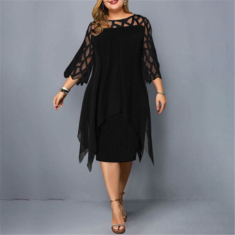 Women's Dress - Semi-Transparent 3/4 Sleeves