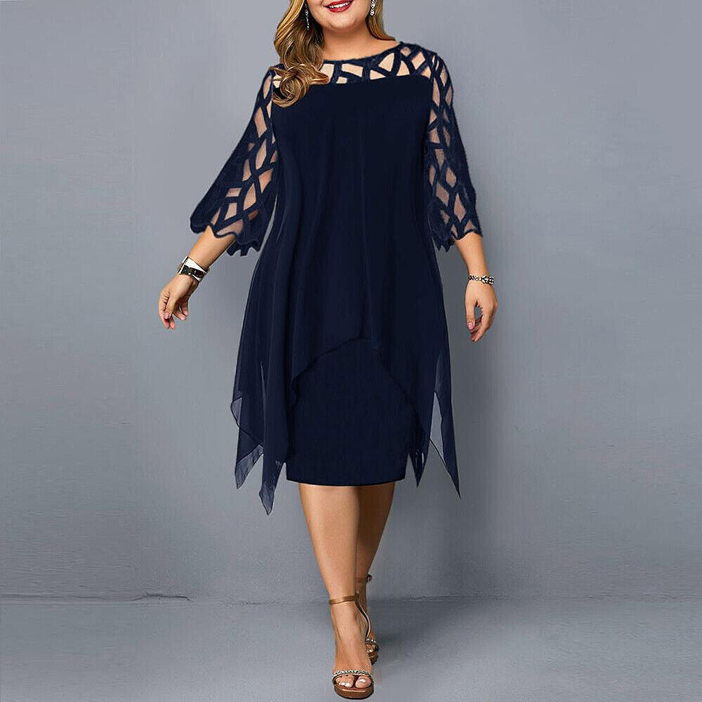 Women's Dress - Semi-Transparent 3/4 Sleeves