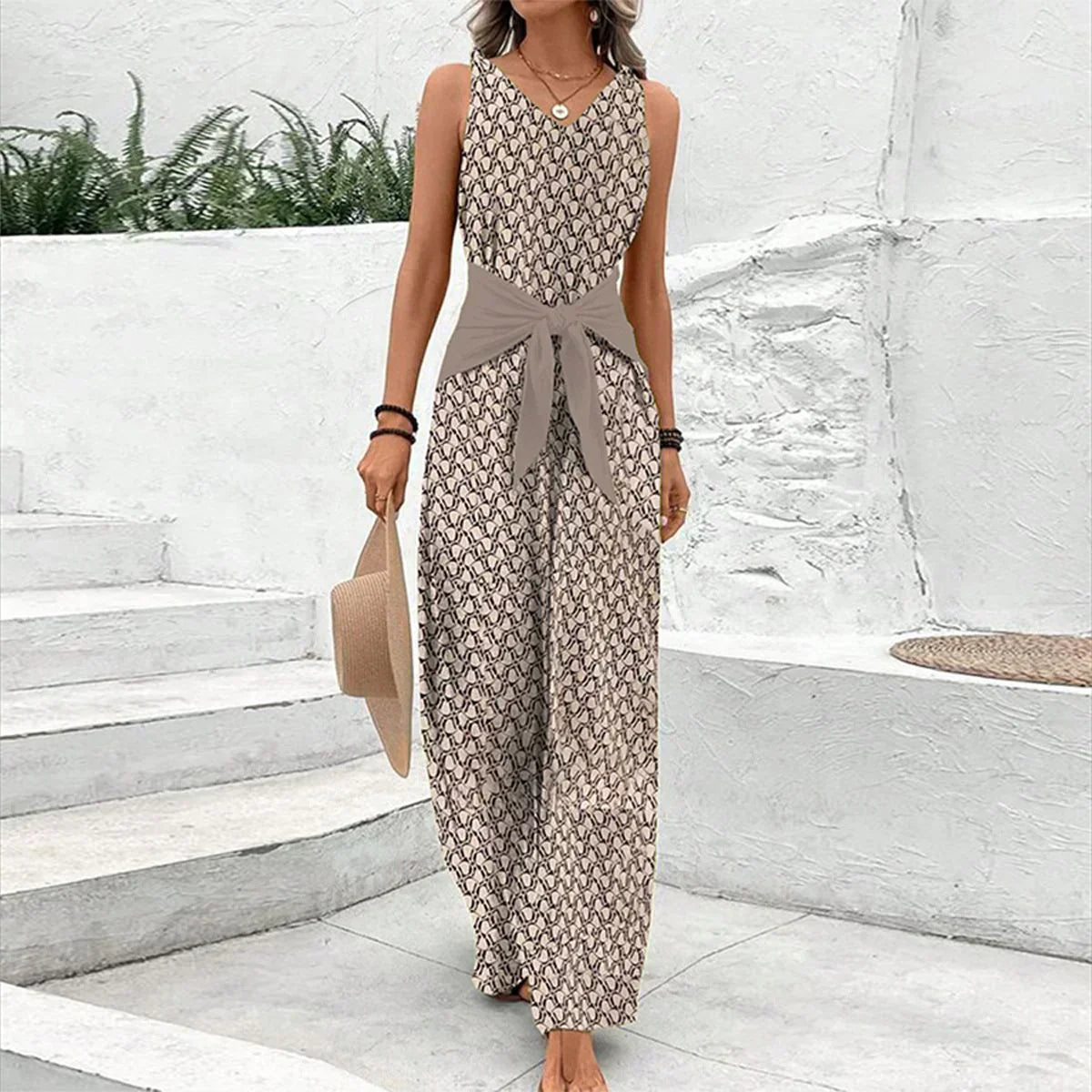 Emma Elegant Knot Jumpsuit – Breathable Comfort & Timeless Style