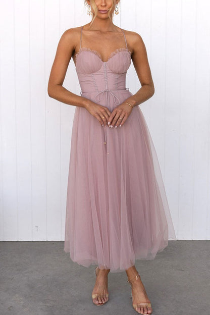 Robe Femme - Taille Cintrée - Jupe Midi Évasée Fluide