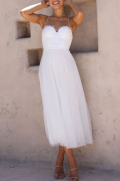 Robe Femme - Taille Cintrée - Jupe Midi Évasée Fluide