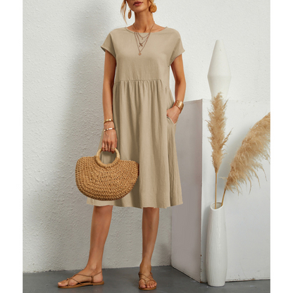Robe Femme - Coupe Évasée - Taille Empire - Manches Courtes