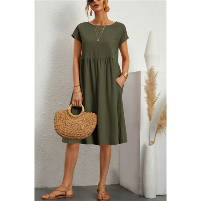 Robe Femme - Coupe Évasée - Taille Empire - Manches Courtes