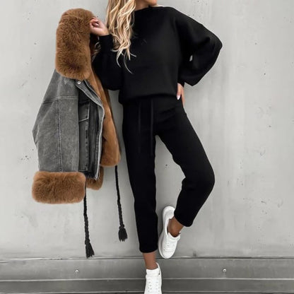 Ensemble Loungewear Femme - Sweatshirt Col Rond Manches Longues