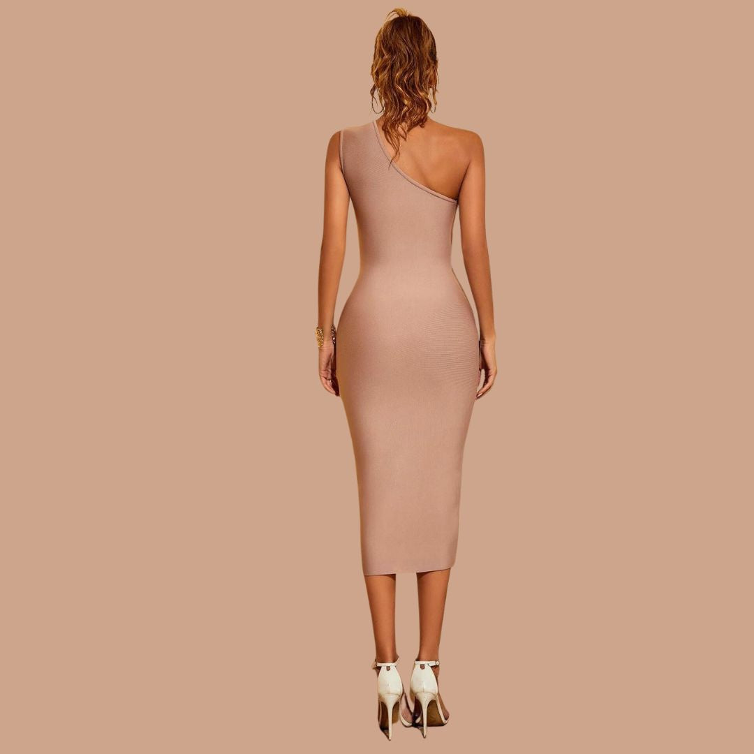 Robe Femme - Coupe Moulante Asymétrique Rayé