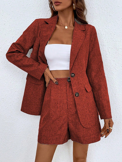 Ensemble Femme - Blazer Oversize à Boutons & Short Taille Haute