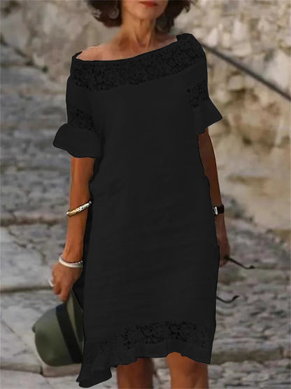 Léa Élégante Dentelle Midi Robe d'Été