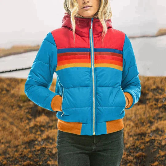 Emma – Veste matelassée élégante et chaude à blocs de couleur rétro