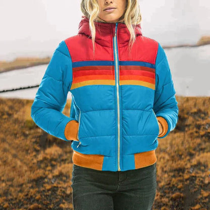 Emma – Veste matelassée élégante et chaude à blocs de couleur rétro