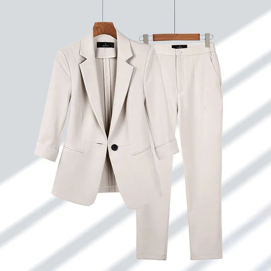 Sophie – Élégant Tailleur Structuré Femme Blazer & Pantalon