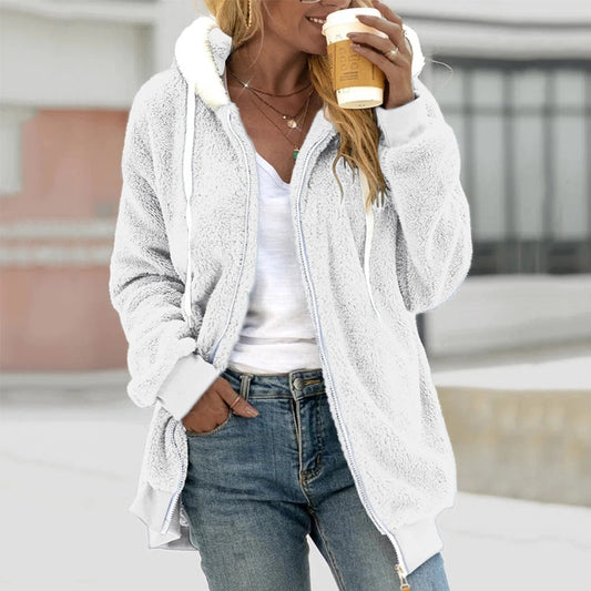 Emma – Soft and elegant Sherpa-lined hoodie jacket