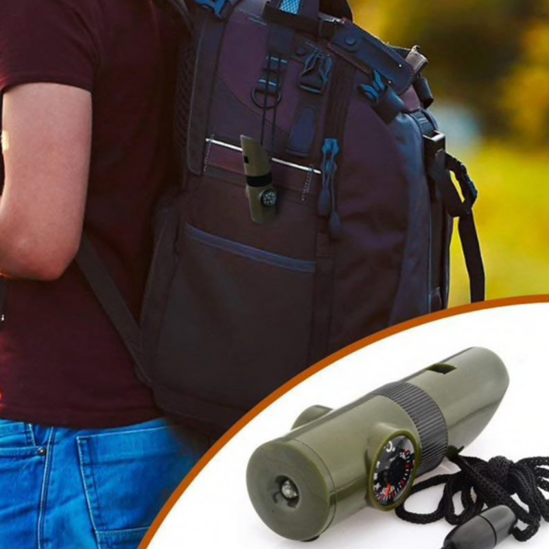 Sifflet Multifonctions De Survie Avec Boussole, Lampe, Loupe Et Thermomètre