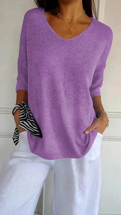 Emma – Blouse élégante et fluide à col en V