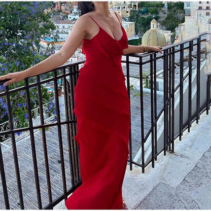 Robe de Soirée Femme - Longue Ajustée - Bretelles Fines