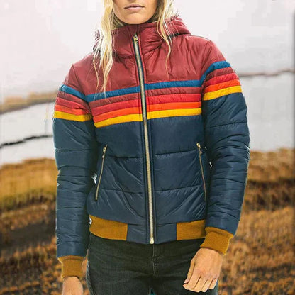 Emma – Veste matelassée élégante et chaude à blocs de couleur rétro