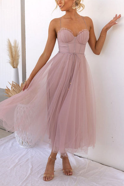 Robe Femme - Taille Cintrée - Jupe Midi Évasée Fluide