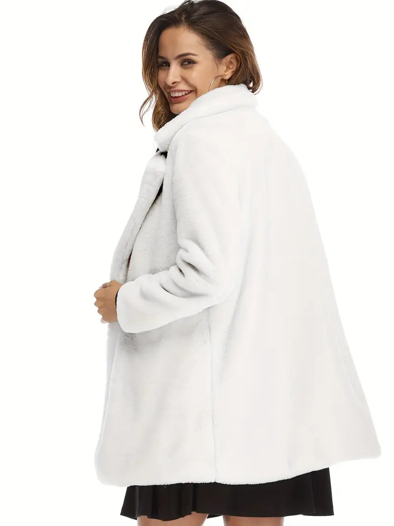 Manteau Mi-Long Femme en Fausse Fourrure