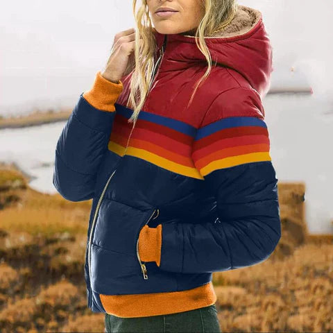 Emma – Veste matelassée élégante et chaude à blocs de couleur rétro