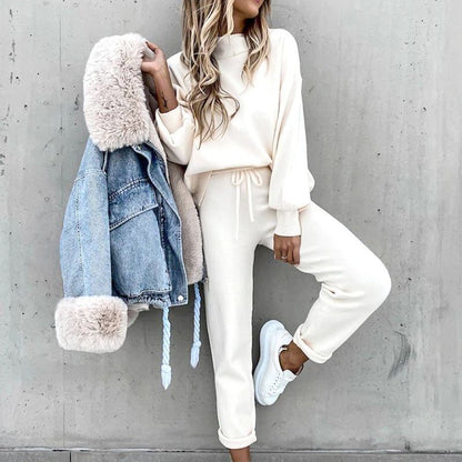 Ensemble Loungewear Femme - Sweatshirt Col Rond Manches Longues
