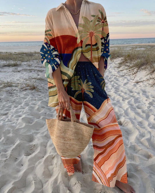 Léa – Elegant and Lightweight Tropical Printed Cotton Beach Set