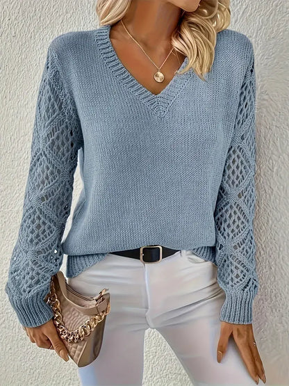 Sophie – Elegant V-Neck Sweater with Cutouts