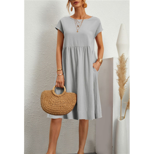 Robe Femme - Coupe Évasée - Taille Empire - Manches Courtes