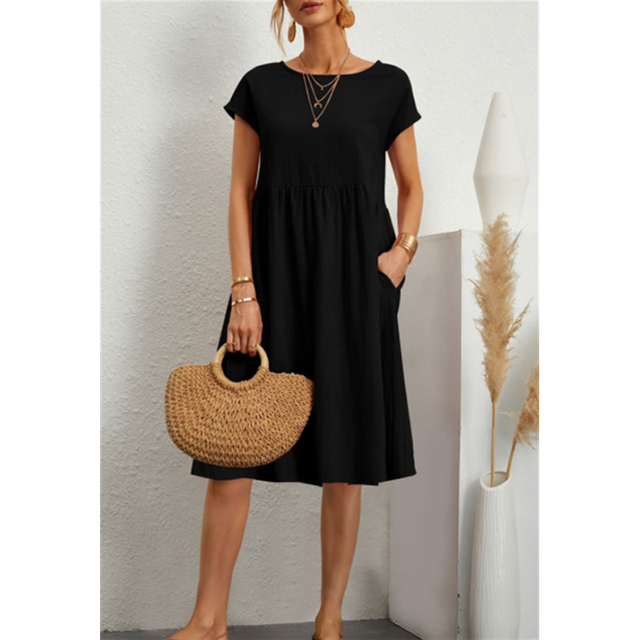 Robe Femme - Coupe Évasée - Taille Empire - Manches Courtes