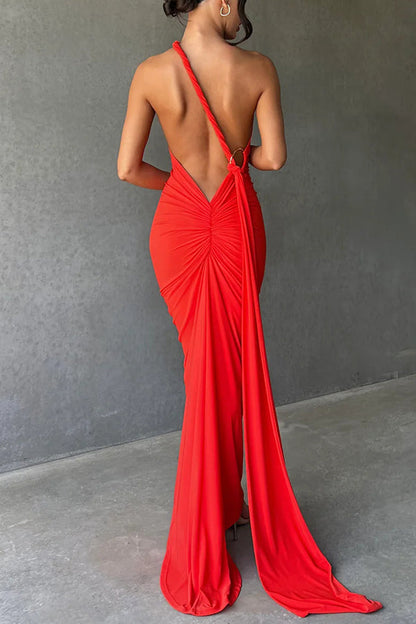 Emma Elegant Fluid Long Dress Backless