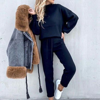 Ensemble Loungewear Femme - Sweatshirt Col Rond Manches Longues