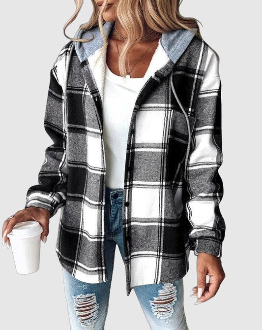 Sophie – Elegant Plaid Hoodie Jacket