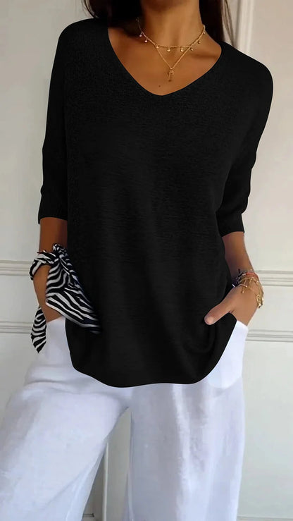 Emma – Blouse élégante et fluide à col en V