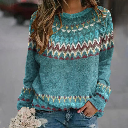 Léa – Soft sweater with colorful geometric pattern