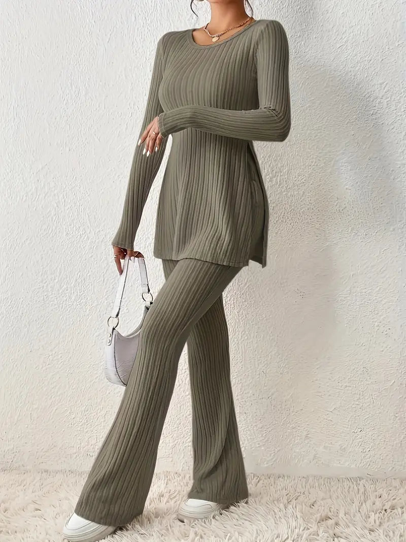 Ensemble Femme - Haut Manches Longues et Pantalon Évasé